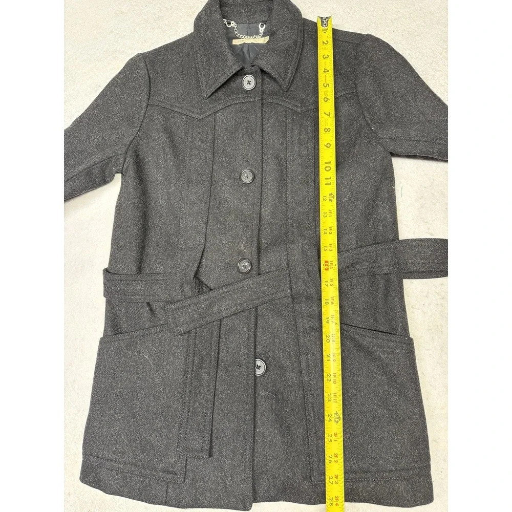 J. Crew‎ Women's Dark Gray Wool Blend Belted Pea Coat Size XS - Picture 3 of 5